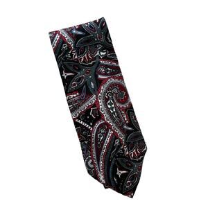 Vintage Stafford Black Paisley 90s Silk Necktie